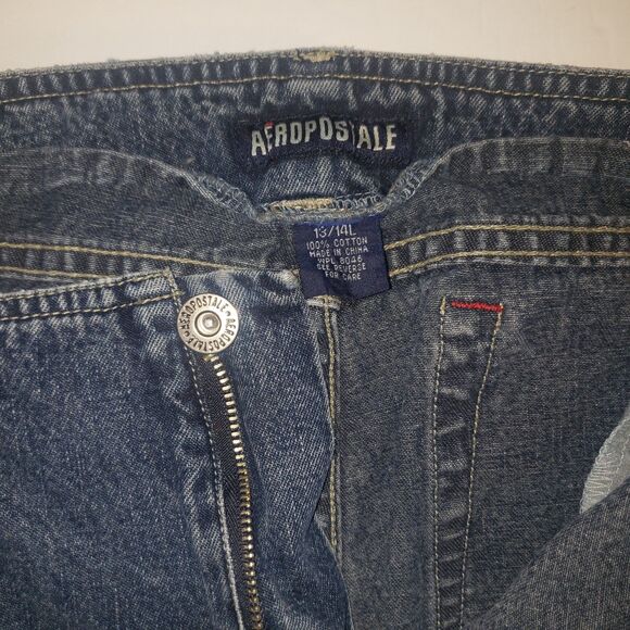 Vintage 90's Y2K AEROPOSTALE Wide Leg Flare Denim Jeans Juniors Size 13/14 L - Picture 5 of 9